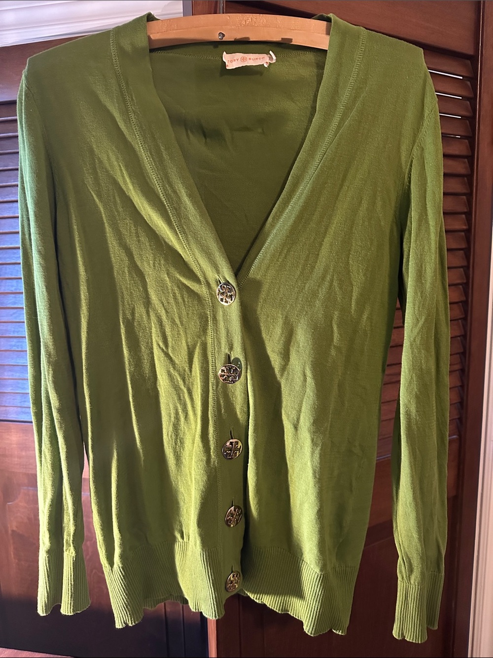 Tory Burch Olive Green Button-Front Cardigan